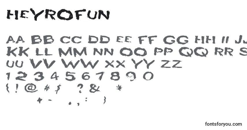 Schriftart HeyroFun (97507) – Alphabet, Zahlen, spezielle Symbole