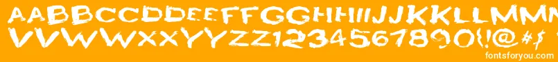 Czcionka HeyroFun – białe czcionki na pomarańczowym tle
