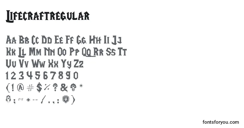 A fonte Lifecraftregular – alfabeto, números, caracteres especiais