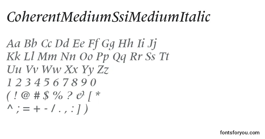CoherentMediumSsiMediumItalicフォント–アルファベット、数字、特殊文字