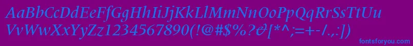 CoherentMediumSsiMediumItalic-Schriftart – Blaue Schriften auf violettem Hintergrund
