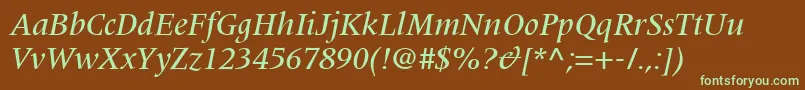 CoherentMediumSsiMediumItalic Font – Green Fonts on Brown Background