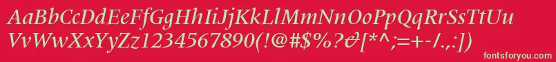 CoherentMediumSsiMediumItalic Font – Green Fonts on Red Background