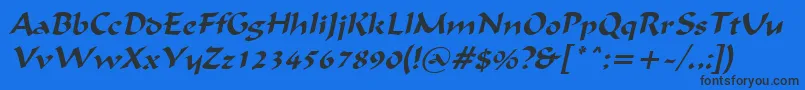 Fonte IgnaciousItalic – fontes pretas em um fundo azul