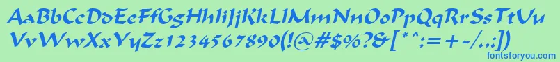 IgnaciousItalic-fontti – siniset fontit vihreällä taustalla