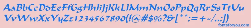 Fonte IgnaciousItalic – fontes azuis em um fundo rosa
