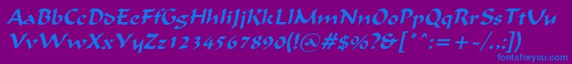Fonte IgnaciousItalic – fontes azuis em um fundo violeta