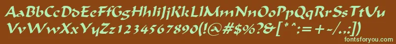Шрифт IgnaciousItalic – зелёные шрифты на коричневом фоне