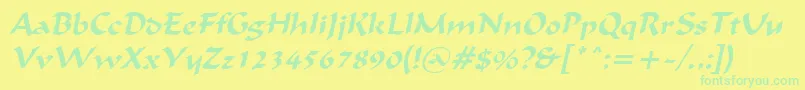 フォントIgnaciousItalic – 黄色い背景に緑の文字