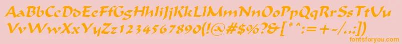 Police IgnaciousItalic – polices orange sur fond rose