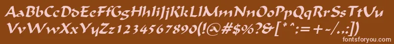 Czcionka IgnaciousItalic – różowe czcionki na brązowym tle