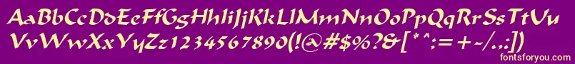 フォントIgnaciousItalic – 紫の背景に黄色のフォント