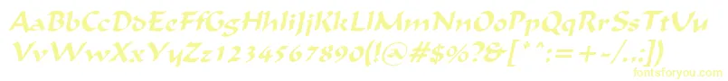 Fonte IgnaciousItalic – fontes amarelas em um fundo branco