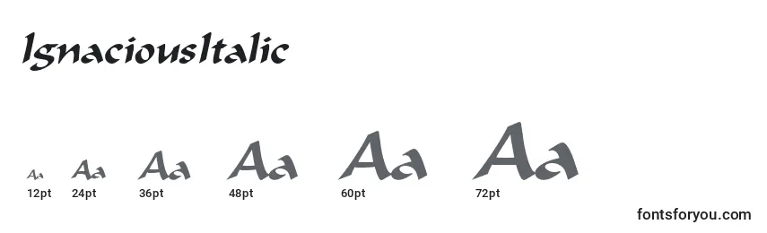 Размеры шрифта IgnaciousItalic