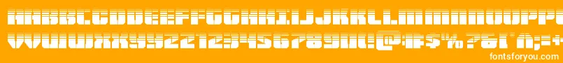 Weitere Informationen zur Warpthrusterhalf-Schriftart Warpthrusterhalf-Schriftart – Weiße Schriften auf orangefarbenem Hintergrund