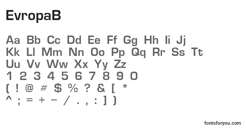 Шрифт EvropaB – алфавит, цифры, специальные символы