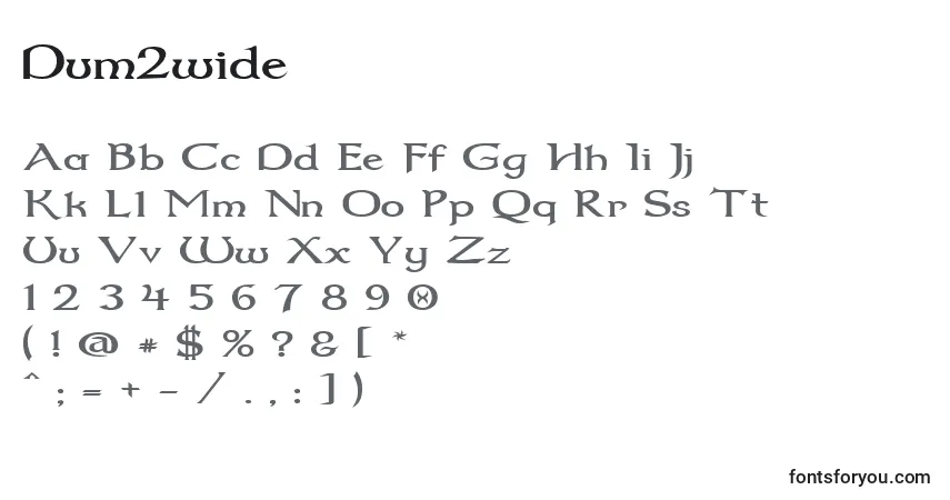 Czcionka Dum2wide – alfabet, cyfry, specjalne znaki