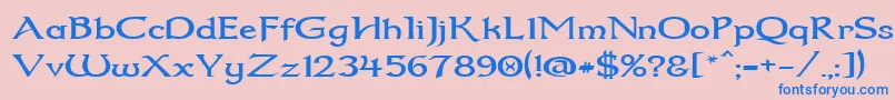 Dum2wide-Schriftart – Blaue Schriften auf rosa Hintergrund