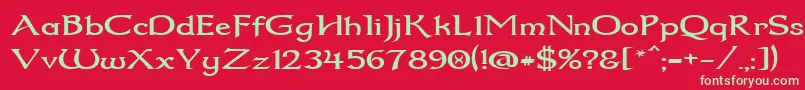 フォントDum2wide – 赤い背景に緑の文字