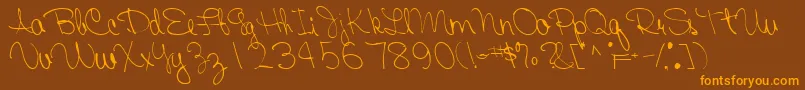 FairRegularTtnorm-Schriftart – Orangefarbene Schriften auf braunem Hintergrund