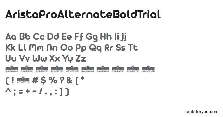 Czcionka AristaProAlternateBoldTrial – alfabet, cyfry, specjalne znaki