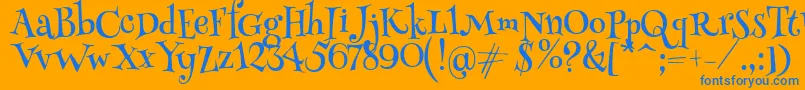 HennyPenny Font – Blue Fonts on Orange Background