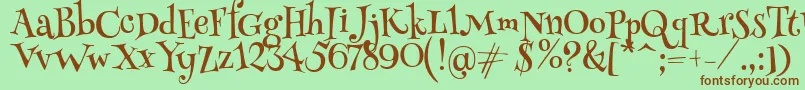 HennyPenny Font – Brown Fonts on Green Background