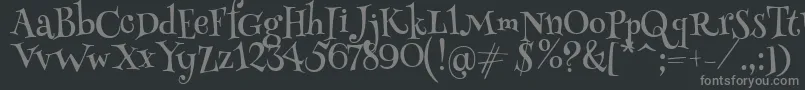 Lisätietoja HennyPenny-fontista HennyPenny-fontti – harmaat kirjasimet mustalla taustalla