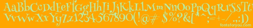 HennyPenny Font – Green Fonts on Orange Background