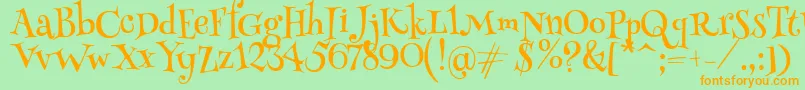 HennyPenny Font – Orange Fonts on Green Background