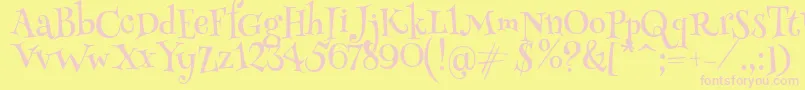HennyPenny Font – Pink Fonts on Yellow Background
