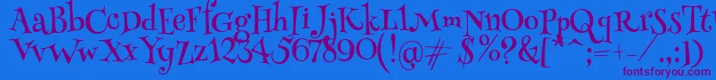 HennyPenny Font – Purple Fonts on Blue Background