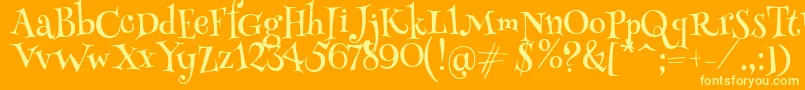 HennyPenny Font – Yellow Fonts on Orange Background