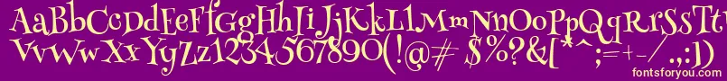 HennyPenny Font – Yellow Fonts on Purple Background