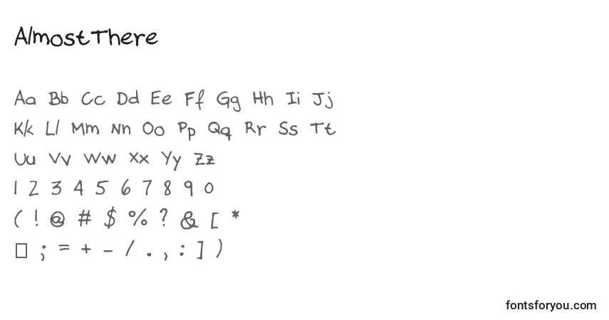 Czcionka AlmostThere – alfabet, cyfry, specjalne znaki