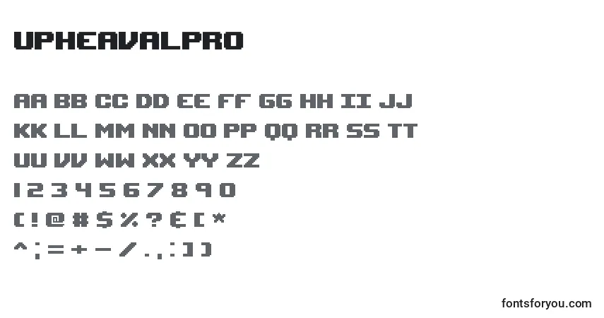 A fonte Upheavalpro (97520) – alfabeto, números, caracteres especiais
