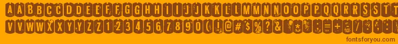 Weitere Informationen zur NyxaliRegular-Schriftart NyxaliRegular-Schriftart – Braune Schriften auf orangefarbenem Hintergrund