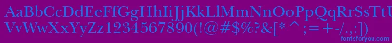 NewBaskervilleBt-fontti – siniset fontit violetilla taustalla