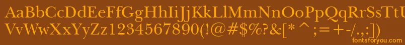 NewBaskervilleBt Font – Orange Fonts on Brown Background