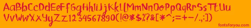 ChildrenalienRegular Font – Red Fonts on Orange Background
