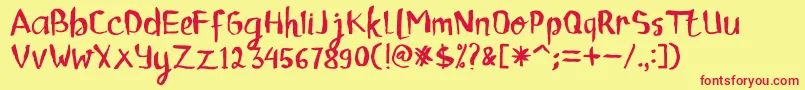 ChildrenalienRegular Font – Red Fonts on Yellow Background