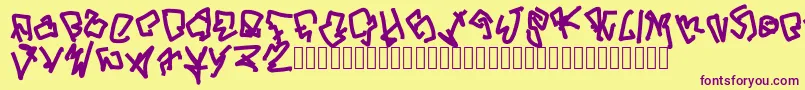 ButYouCanGetFucked-Schriftart – Violette Schriften auf gelbem Hintergrund