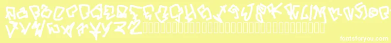 ButYouCanGetFucked-Schriftart – Weiße Schriften auf gelbem Hintergrund