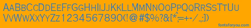 Czcionka CoppersmalldbNormal – niebieskie czcionki na pomarańczowym tle