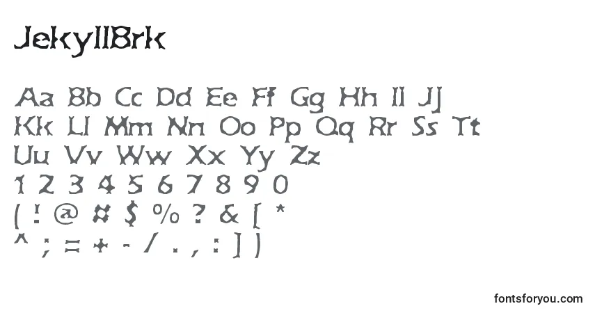 Schriftart JekyllBrk – Alphabet, Zahlen, spezielle Symbole