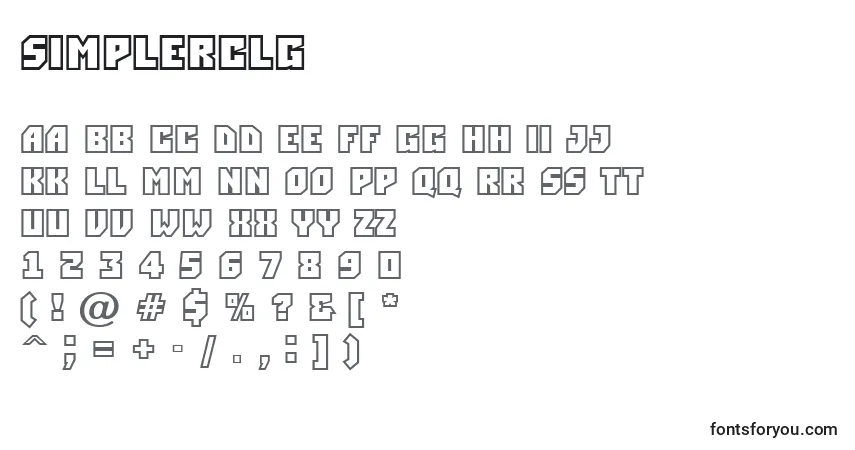 Czcionka Simplerclg – alfabet, cyfry, specjalne znaki