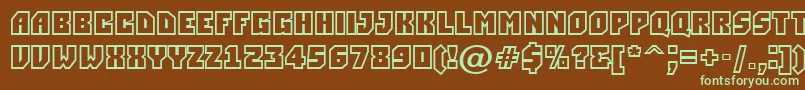 フォントSimplerclg – 緑色の文字が茶色の背景にあります。