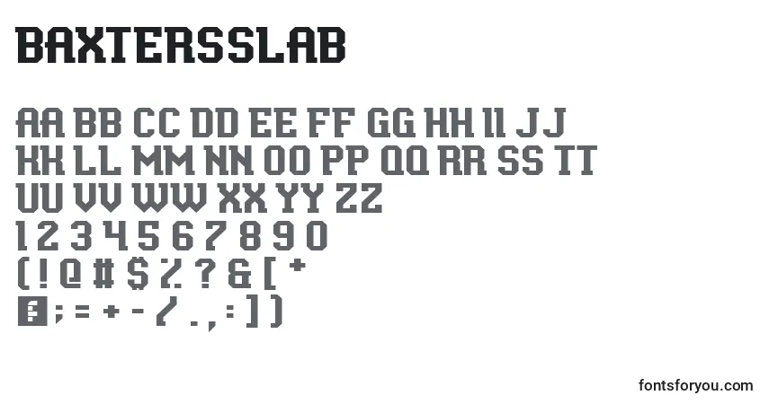 Schriftart BaxtersSlab – Alphabet, Zahlen, spezielle Symbole