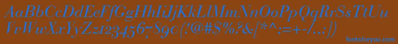 BauerBodoniItalicOldstyleFigures Font – Blue Fonts on Brown Background