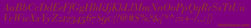 BauerBodoniItalicOldstyleFigures Font – Brown Fonts on Purple Background